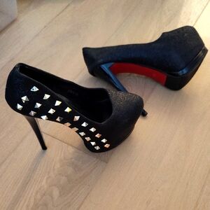 Black Studded High Heels